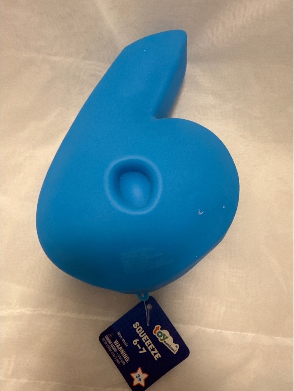 Blue Number 6 Squeeze Toy